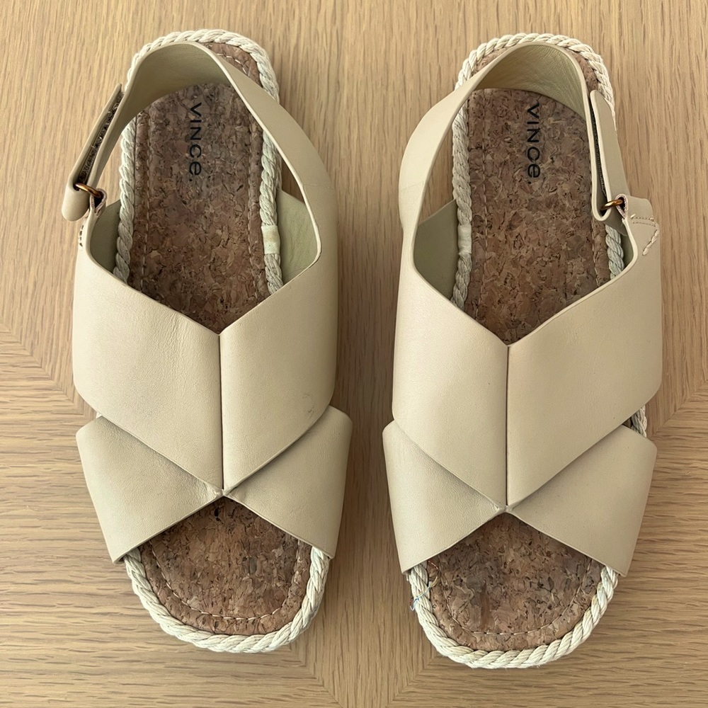 Vince slingback tan flat sandals | size 9.5